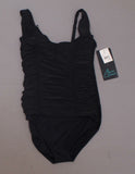 New Aqua Green Women's Shirred Square Neck One Piece Swimsuit Small