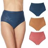 Rhonda Shear Women's Plus Size 3 Pack Jacquard Ahh Brief Panties