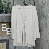 LOGO by Lori Goldstein Layers Women's Tie Front Heathered Kimono Cardigan