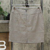 Red Berry Women's Faux Button Front Houndstooth Mini Skirt Brown Medium