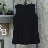 Dennis Basso Women's Luxe Crepe Sleeveless Peplum Top with Stud Detail