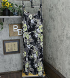 Susan Graver Plus Petite Floral Strap Beads Liquid Knit Maxi Dress