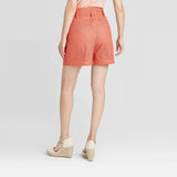 A New Day Women's High Rise Eyelet Paperbag Shorts Coral 2