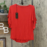 DG2 by Diane Gilman Women's Ruffle Sleeve Dolman Knit Top