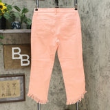 DG2 by Diane Gilman Embellished Fringe Hem Crop Jeans 10 Petite Blush