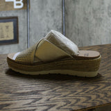 Earth Women's Modena Marigold Leather Perforated Cross Strap Slides