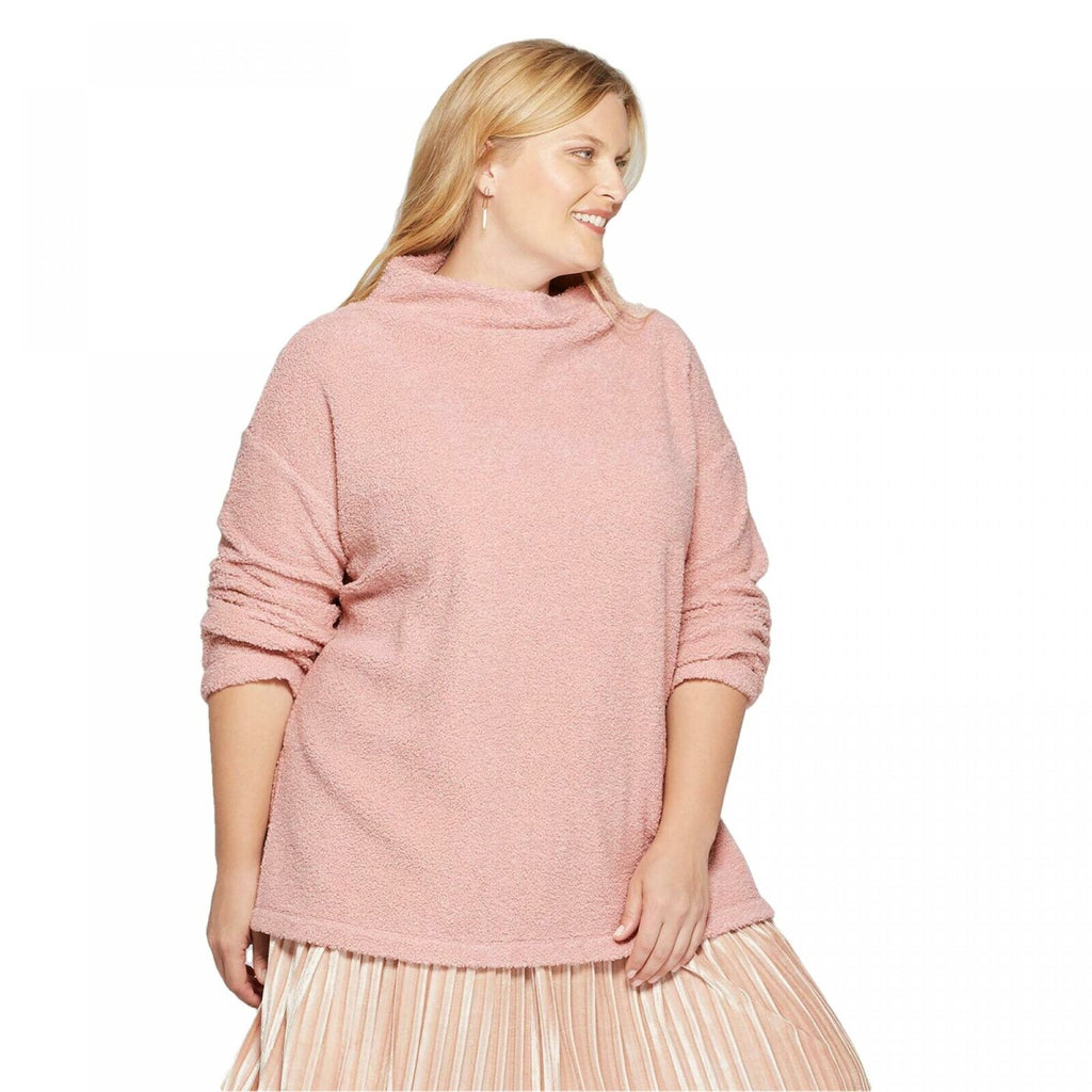 Ava & Viv Women's Plus Size Mock Neck Sherpa Pullover – Biggybargains