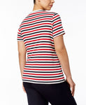 Tommy Hilfiger Women's Plus Size Cotton Chambray Pocket Striped Top