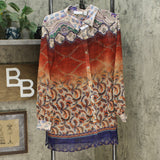 Susan Graver Women's Petite Printed Sheer Chiffon Shirt And Tank Top Set