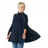G.I.L.I. Women's Knit Sweater Cape With Snap Detail