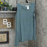 LOGO by Lori Goldstein Women's Cotton Modal Slub Tank Top with Rib Side Panel