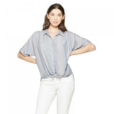 Universal Thread Women's Striped Short Sleeve Collared Camp Shirt