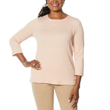 Slinky Brand Women's 3/4 Sleeve Textured Knit Top