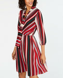 Monteau Women's Petite Tie-Neck Fit & Flare Dress. PT59877