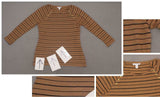 Charter Club Women's Striped Knit 60/40 Blouse Shirt Top Brown Medium