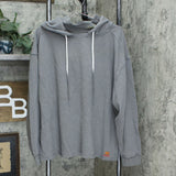 Peace Love World Plus Size Mock Neck Hoodie With Dip Dye Cords