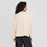 A New Day Women's Zig Zag Print Long Sleeve High Neck Popover Blouse