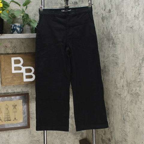 DG2 by Diane Gilman Women's Stretch Twill Wide Leg Chino Pants Black 8