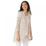H by Halston Plus Size Draped Textured Knit Cardigan With Tassel Hem