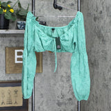 Wild Fable Women's Puff Long Sleeve Milkmaid Tiny Top