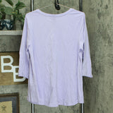 Denim & Co. Essentials Perfect Jersey V Neck 3/4 Sleeve Top Lilac Medium