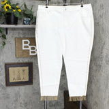 DG2 by Diane Gilman Embellished Side Stripe Fringe-Hem Jean White 22W
