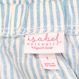 Isabel Maternity Tie-Front Pull-On Maternity Shorts Blue White Striped L
