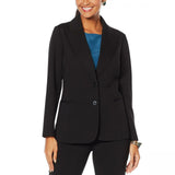DG2 by Diane Gilman Women's Ponte Knit Boyfriend Blazer Jacket Black Small