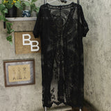 NWT Nina Leonard Embroidered Mesh Topper. 691489-Plus Plus 1X