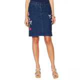 Colleen Lopez Women's Embroidered Stretch Denim Skirt