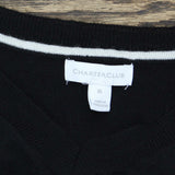 Charter Club Wool Blend V Neck Button-Sleeve Sweater Deep Black XL