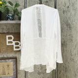 Rhonda Shear Women's Crochet Back Cardigan White Medium