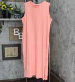 Universal Thread Womens Burnout Sleeveless T-Shirt Dress Bright Pinkish Orange L