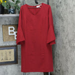 Belle by Kim Gravel Women's V Neck Dress With Bell Sleeves Claret Red Medium