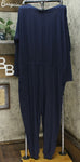 AnyBody Women's Cozy Knit Long Sleeve Jumpsuit Navy Large