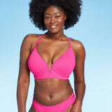 Shade & Shore Women's Lightly Lined V-Wire Ribbed Bikini Top