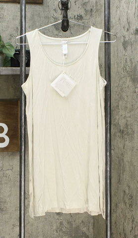 WynneLayers Women's Jersey Knit Sleeveless Tier Tunic Top Canvas Medium