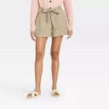 A New Day Women's Tie Waist Shorts. 555282 Khaki Beige XS