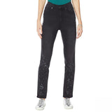 DG2 by Diane Gilman Stretch Artwork Printed Jeans Black Animal 4 Petite