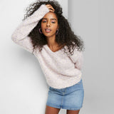 NWT Wild Fable Women's V-Neck Fuzzy Pullover Sweater. S71377A815 XXL