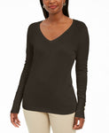 JM Collection Women's Button Cuff V-Neck Pullover Sweater