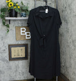 NWT Du Jour Plus Size Button Front Shirt Midi Dress With Tie Detail 1X