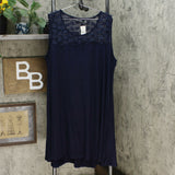 Nina Leonard Women's Plus Size Sleeveless Dress With 3D Floral Chiffon Yoke