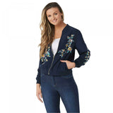 Susan Graver Women's Embroidered Peachskin Bomber Jacket