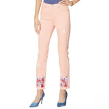 DG2 by Diane Gilman Petite Floral Fray-Hem Ankle Jeans Blush 14P