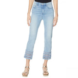 DG2 by Diane Gilman Stretch Crochet Lattice Hem Cropped Jeans