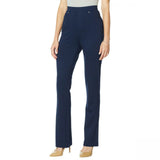 DG2 by Diane Gilman Pull-On Stretch Ponte Boot-Cut Pant Navy Petite XS