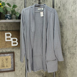 LOGO by Lori Goldstein Women's Plus Size Zipper Detail French Terry Cardigan