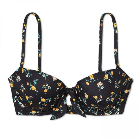 Shade & Shore Women's Lightly Lined Tie Front Bikini Top