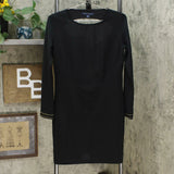 Tommy Hilfiger Knit Long Sleeve Open Back Stud Wrist Dress Black Medium